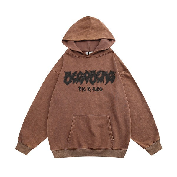 Gababa Unisex Thorn Lettering Oversized Hoodie G77423 (Plus Size M~XL)