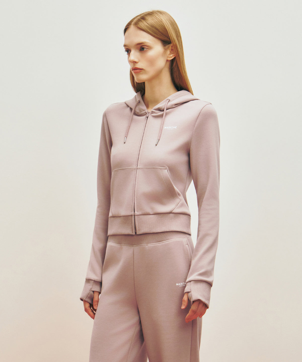 MARITHE SPORT W HOODIE ZIPUP dark pink