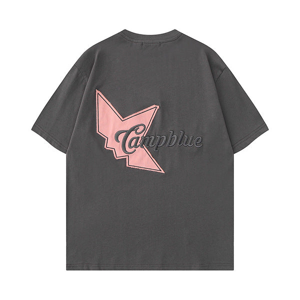 Gababa Unisex Half Side Star Overfit Short Sleeve T-shirt G76869 (Plus Size S~XL)