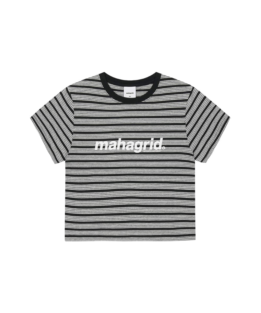 MAHAGRID STRIPE BASIC LOGO TEE[GREY]