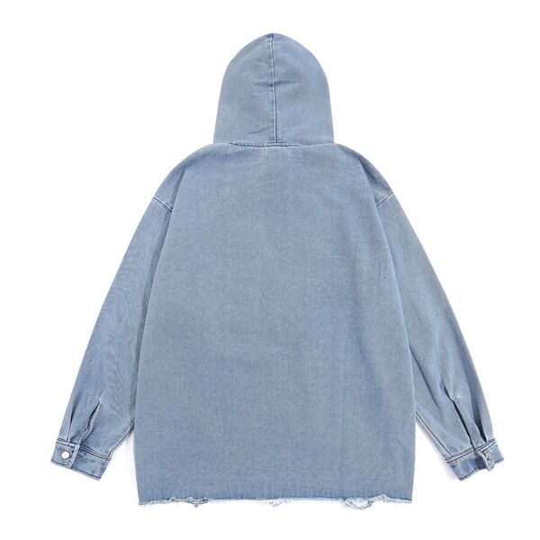 Gababa (Special offer) Unisex Gradation Point Oversized Denim Hoodie G77483 (Plus size M~2XL)
