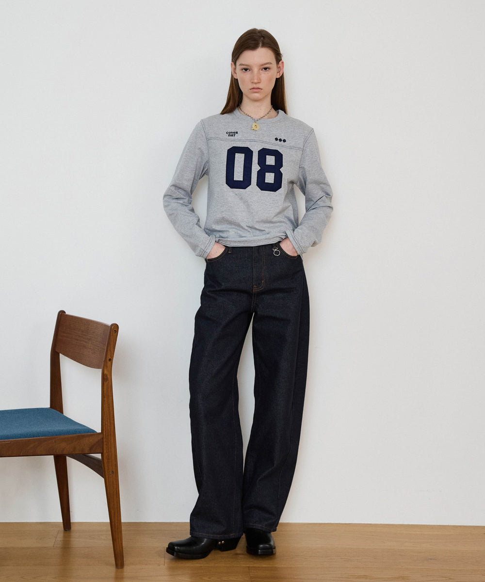 Covernat [Worn by Yunji Choi] Women's Curved Denim Pants Indigo