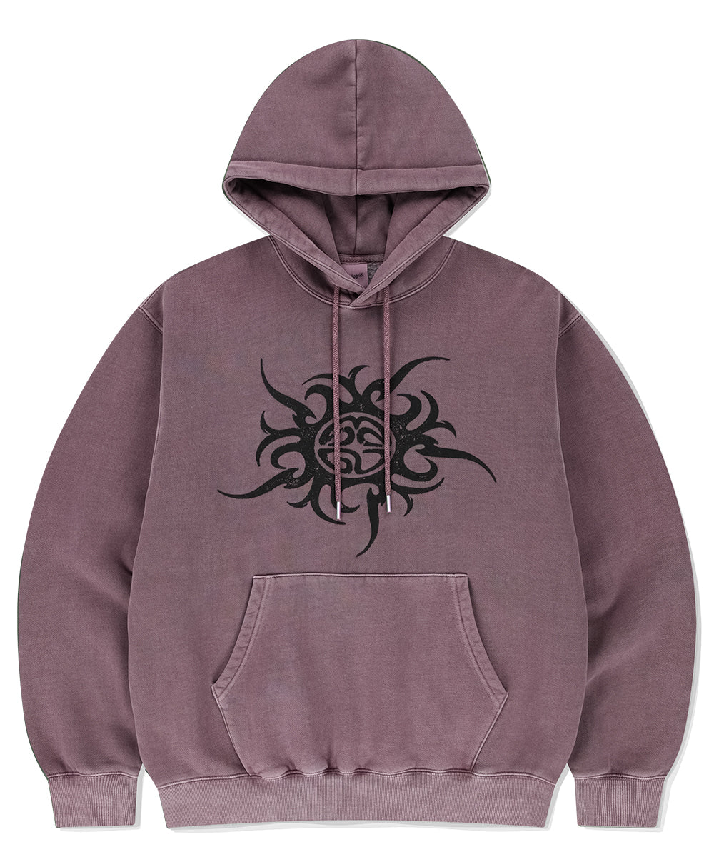 MAHAGRID TRIBAL ECLIPSE PIGMENT HOODIE [BURGUNDY]