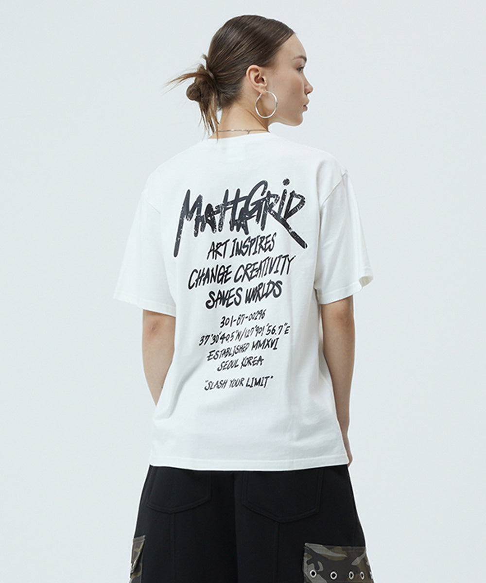 MAHAGRID PIGMENT GRAFFITI LOGO TEE[IVORY]