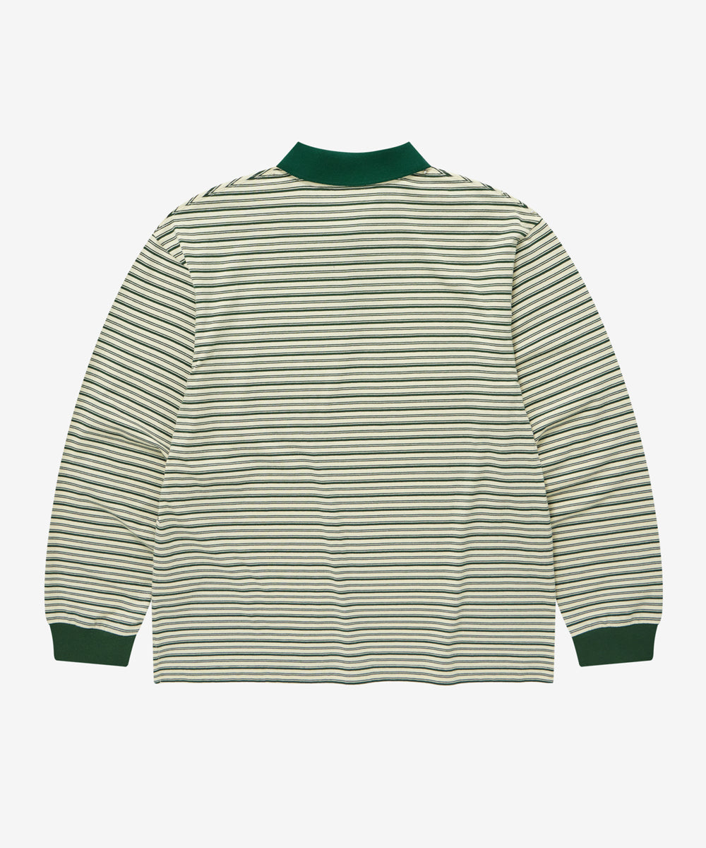 Covernat Multi-stripe Collar Long Sleeve Green