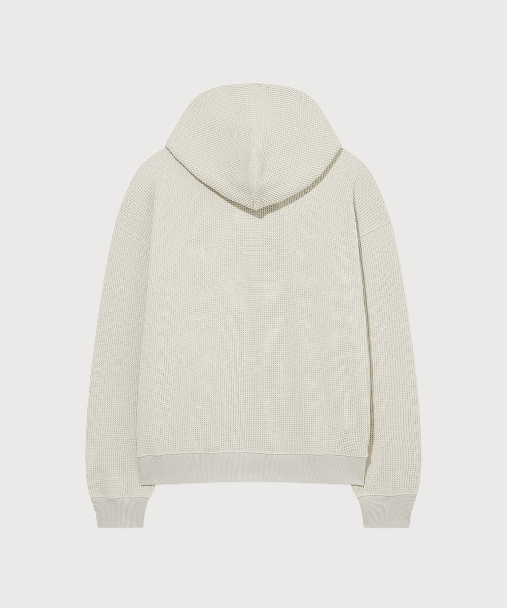Covernat Small Logo Waffle Hoodie Zip-up Beige