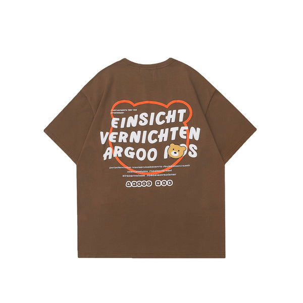 Gababa Unisex Bear Lettering Short Sleeved T-shirt G76834
