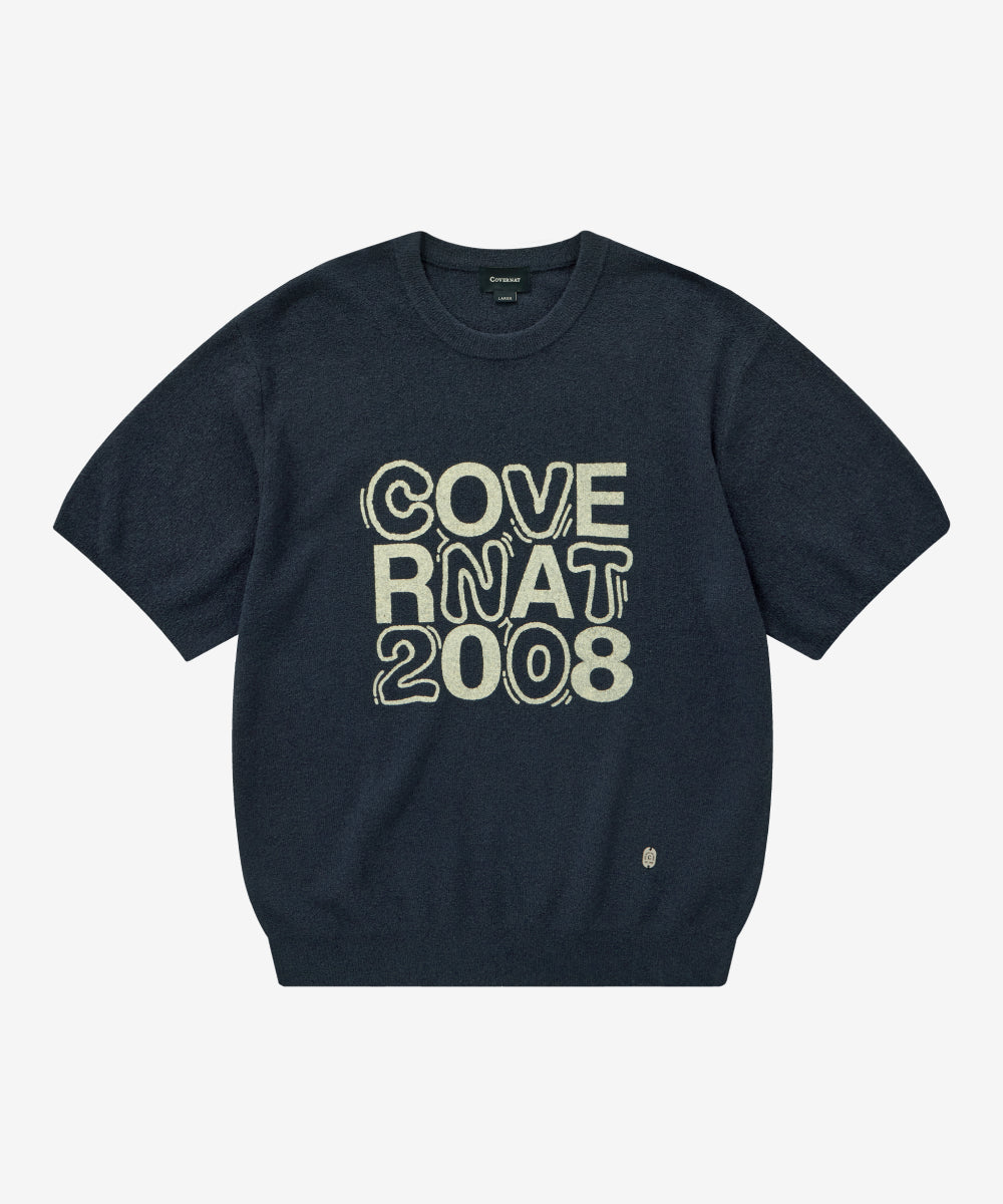 Covernat Blank Logo Half Knit Navy