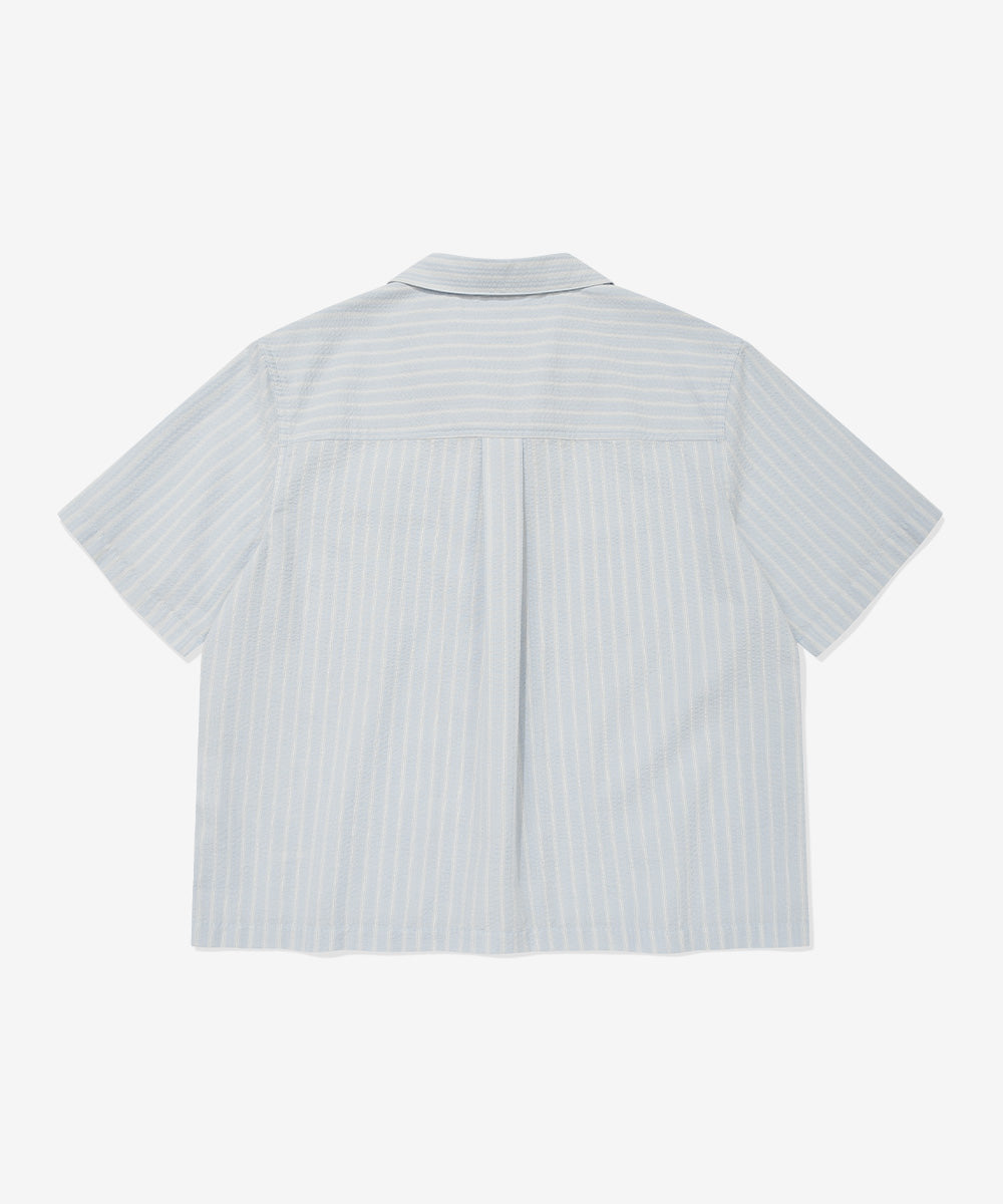 Covernat Women's Stripe Half Shirt Sky Blue
