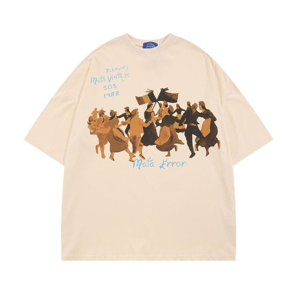 Gababa Unisex Dancing People Oversized Short-Sleeve T-shirt G76862 (Plus Size M~XL)