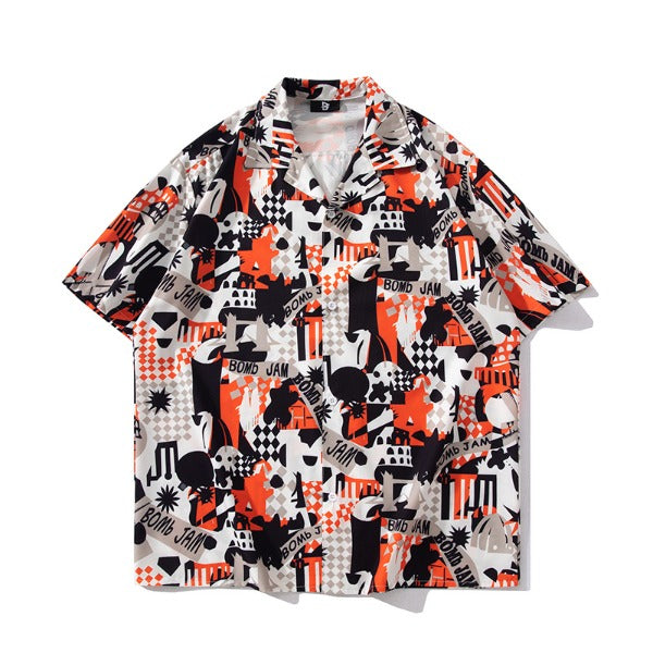 Gababa Unisex Hong Kong Style Collar Short-Sleeve Shirt G74795