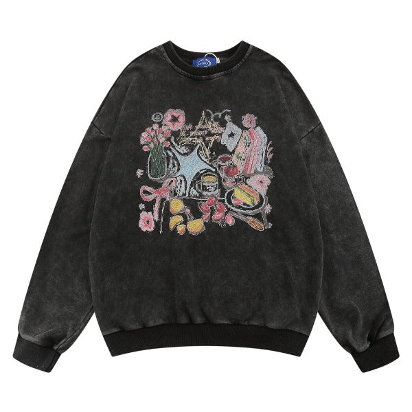 Gababa Thick material street Oversfit Sweatshirt for warmth G74954 (Plus Size M~XL)