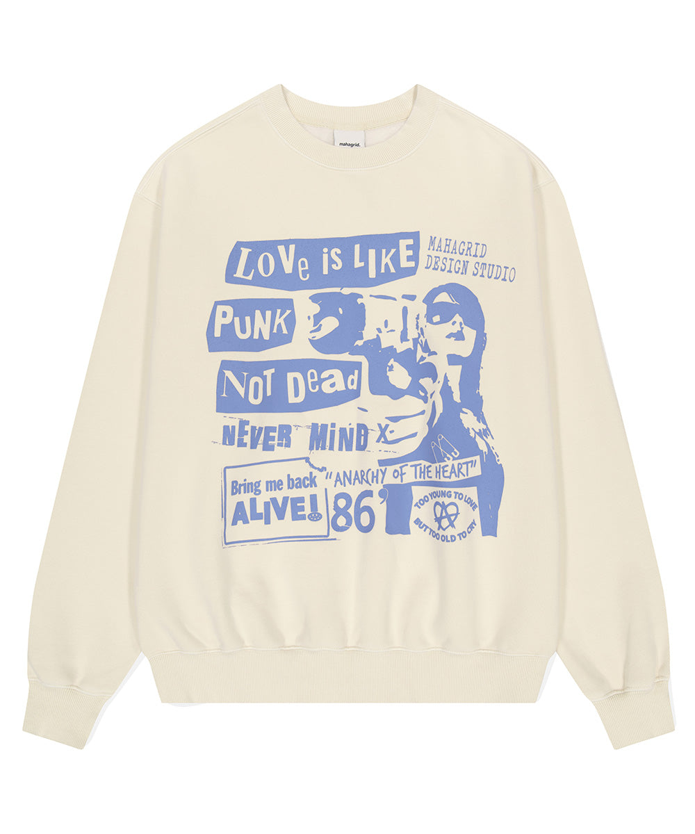 MAHAGRID LOVE PUNK PIGMENT SWEATSHIRT [BEIGE]