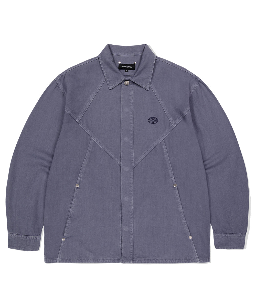 MAHAGRID IGMENT DYED PANEL SHIRT [PURPLE]