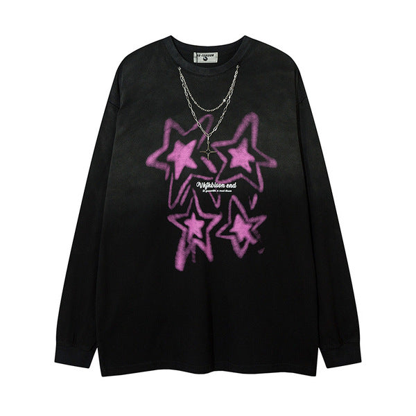 Gababa Oversized Long Sleeve T-shirt with Chain Necklace for Unisex G77756 (Plus Size M~2XL)