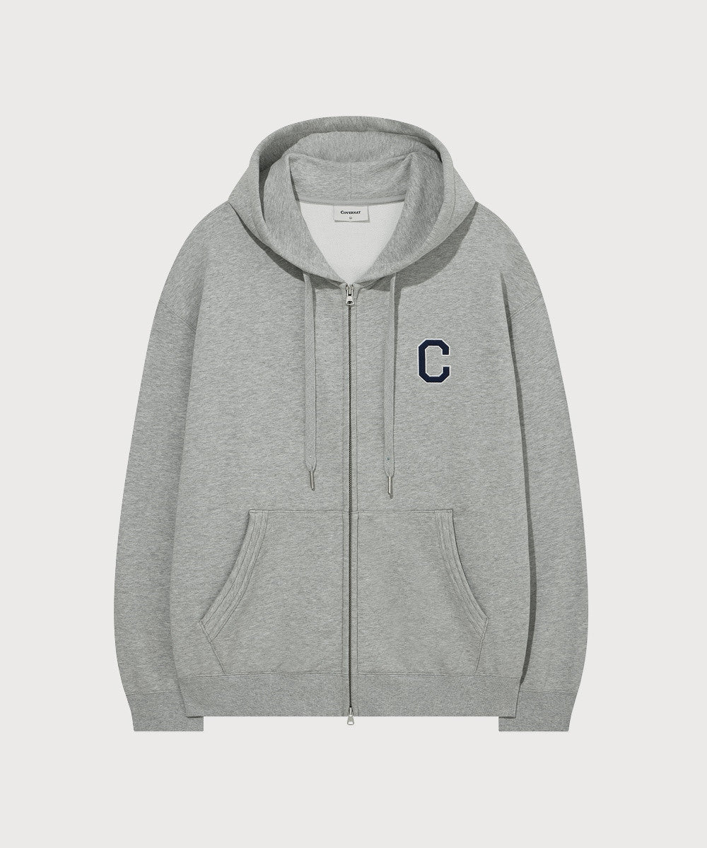 Covernat [SET] C Logo Hoodie Zip-up Melange Grey