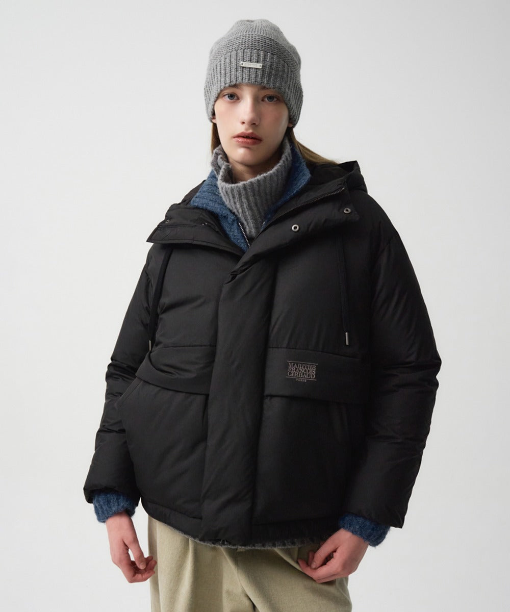 MARITHE OVER FIT HOODED DUCK DOWN PUFFER black