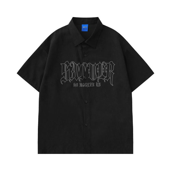 Gababa Unisex Casual Clean Overfit Collar Short-Sleeve Shirt G77105
