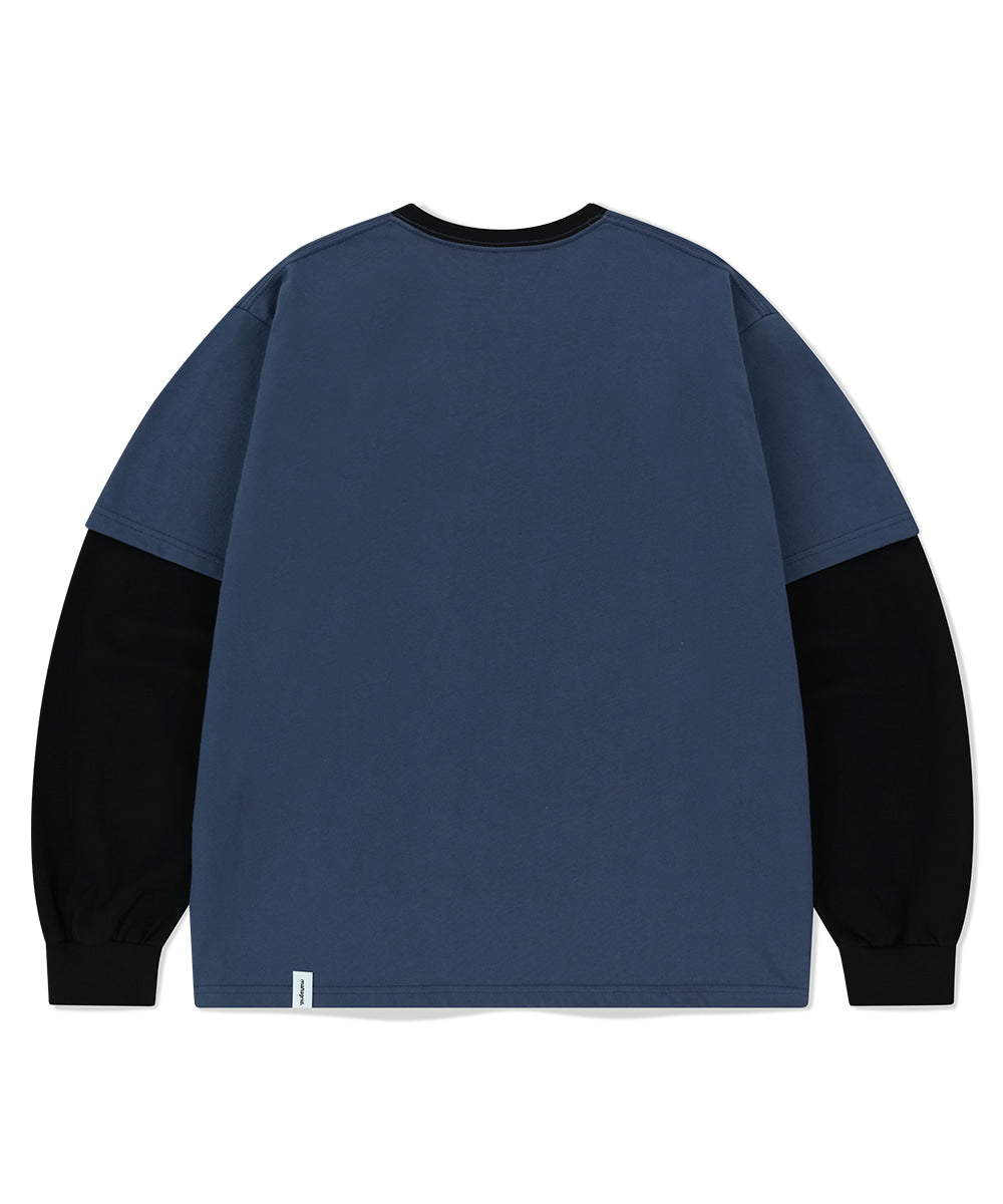 MAHAGRID BANNER LOGO LAYERED LS TEE [NAVY]