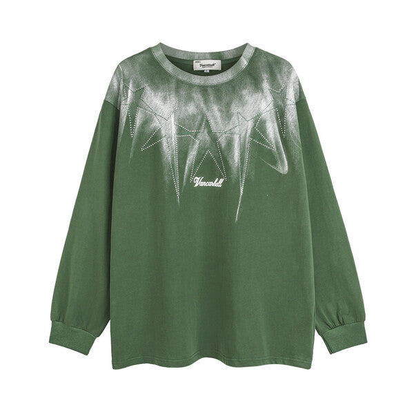 Gababa Unisex Oversized Long-Sleeve T-shirt with Five Stars G77739 (Plus Size M~2XL)