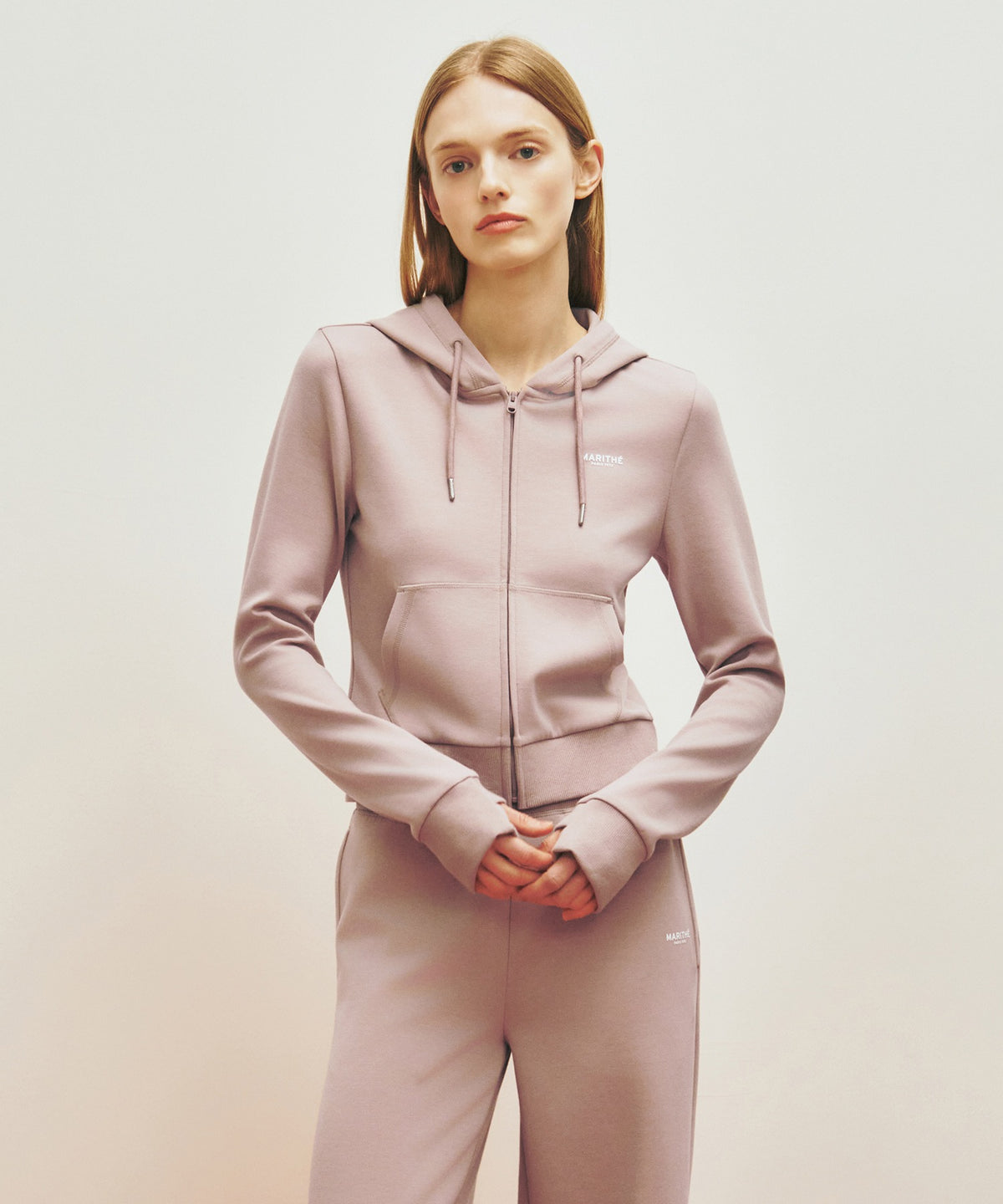 MARITHE SPORT W HOODIE ZIPUP dark pink