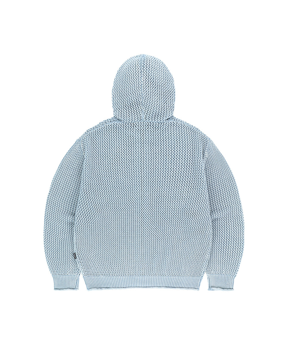 MAHAGRID PIGMENT MESH ZIP UP KNIT [SKY BLUE]