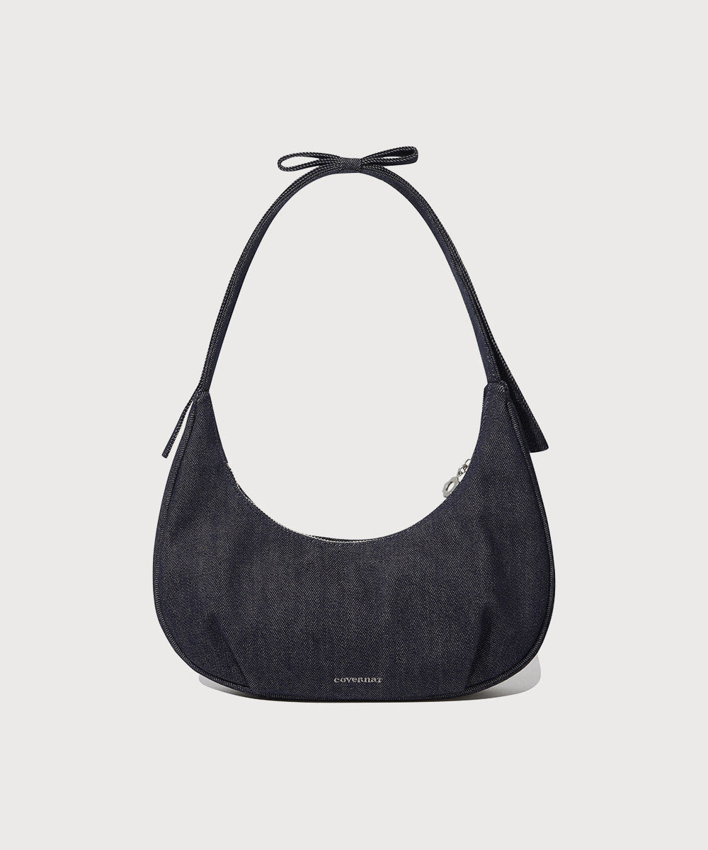 Covernat Clover Heart Flat Ribbon Shoulder Bag Indigo Dark