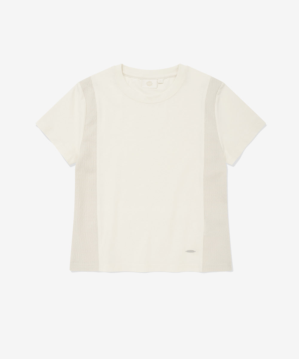 Covernat Women's Slim Fit Panel T-Shirt Cream