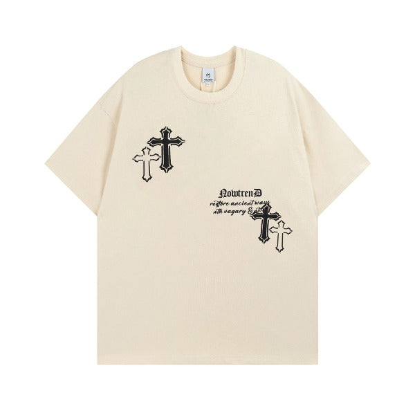 Gababa Unisex Cross Lettering Short-Sleeve T-shirt G76811
