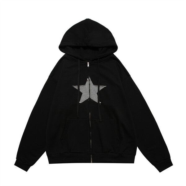 Gababa Unisex Hoodie Zip-up with Star Embroidery Zi G78129