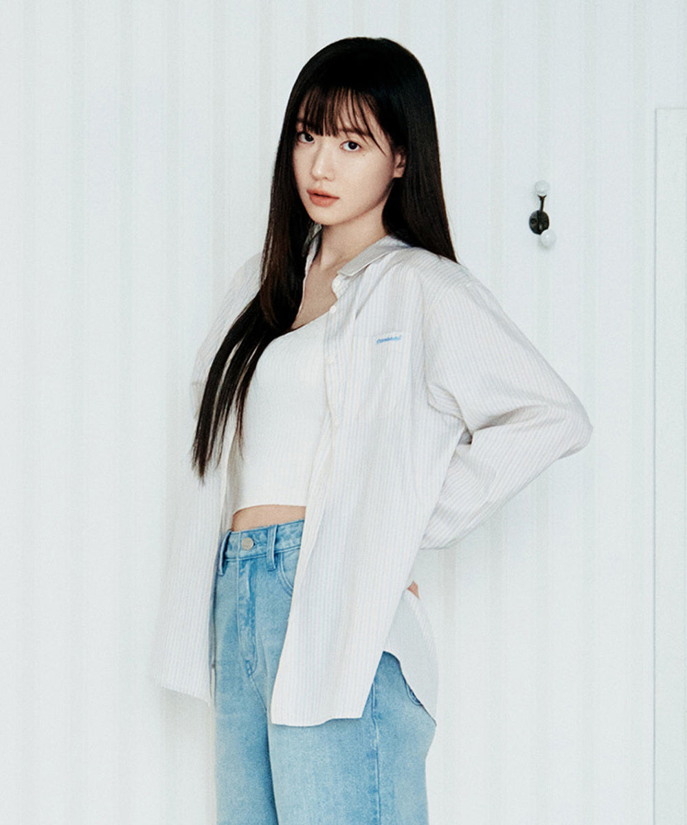 Covernat [worn by Choi Yun-ji] Women's Oversfit Stripe Shirt Ivory