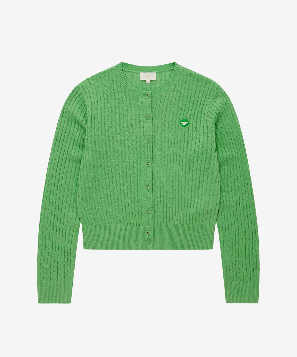 Covernat Worn by Choi Yun-ji Women's Cloverheart Cable Cardigan Green