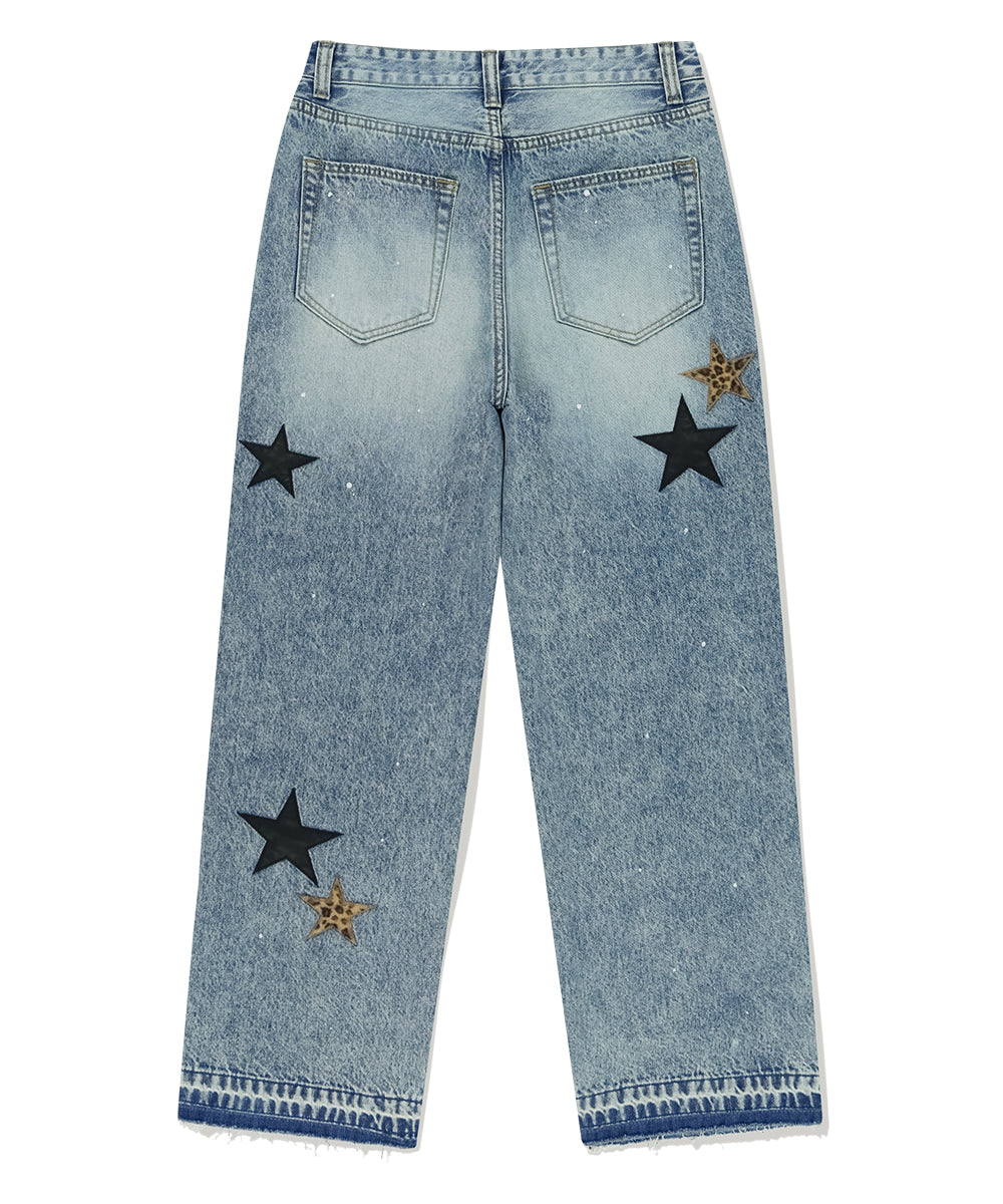 MAHAGRID STAR FLARED DENIM PANT[LIGHT BLUE]