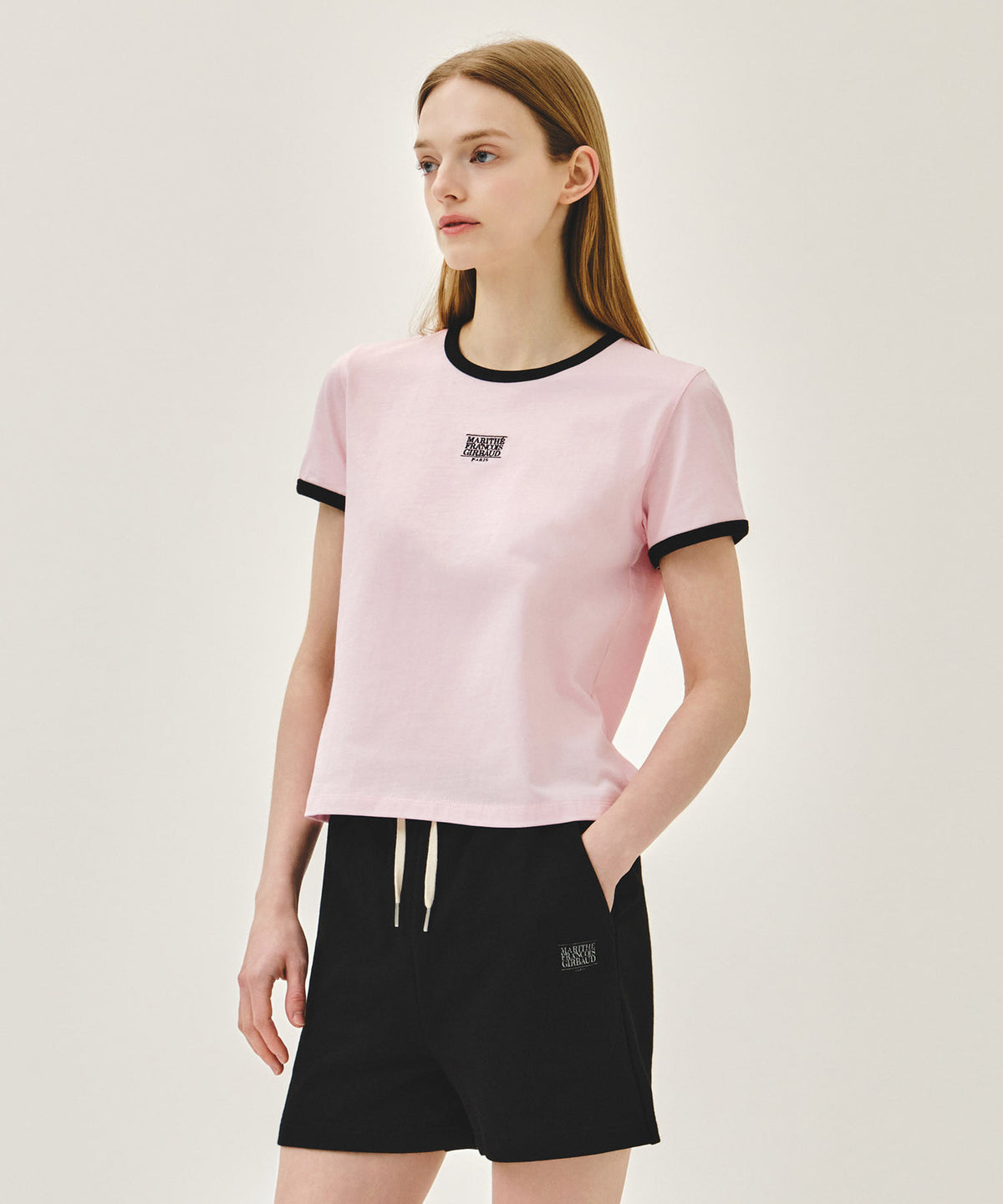MARITHE W CLASSIC LOGO RINGER TEE light pink