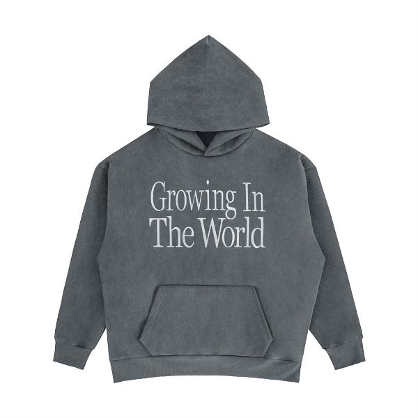 Gababa Unisex Effortless Lettering Embroidered Hoodie G78241 (Big Size M ~ XL)