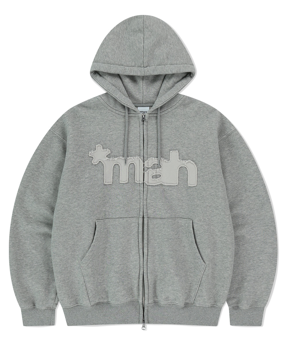 MAHAGRID mah CUT OFF APPLIQUE ZIP-UP HOODIE[GREY]