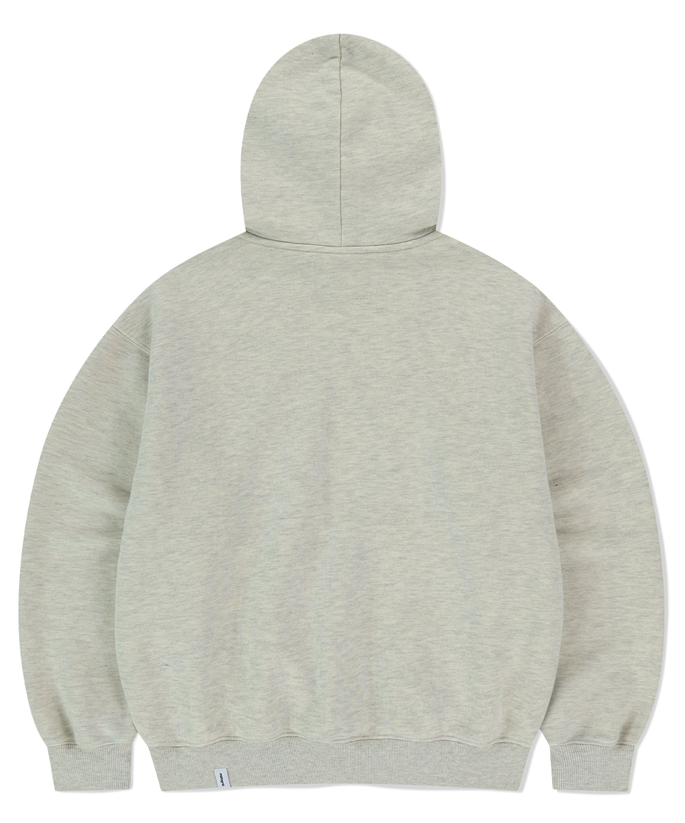 MAHAGRID TWILL CUT OFF APPLIQUE HOODIE [OATMEAL]