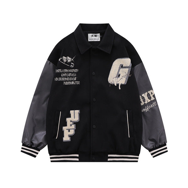 Gababa Unisex G Lettering Overfit Baseball Jacket G77465 (Plus Size S~XL)