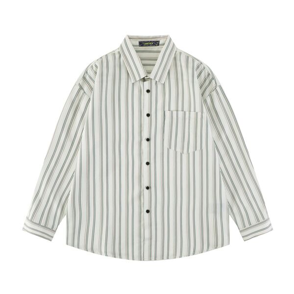 Gababa Vibrant Stripe Oversized Collar Long-Sleeve Shirt G74893 (Plus Size M~2XL)