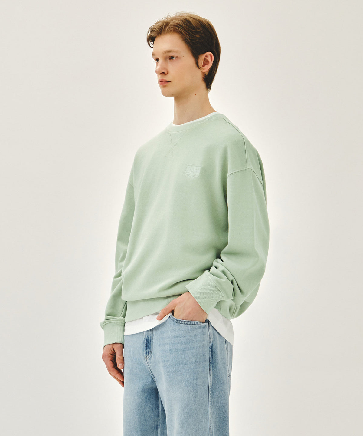 MARITHE OUTLINE CLASSIC LOGO DYEING OVERSIZED SWEATSHIRT mint