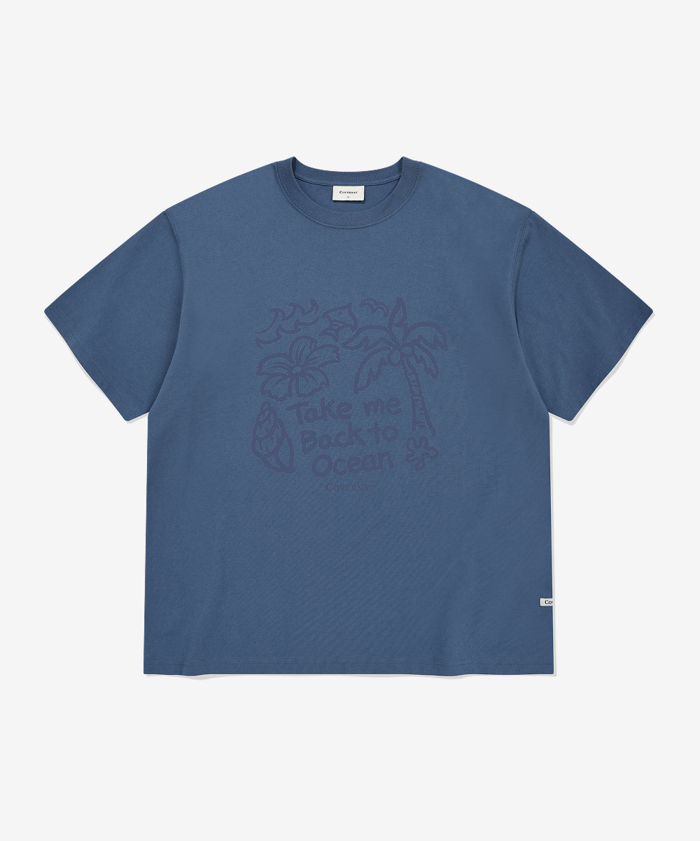 Covernat Palm Tree Graphic T-shirt Deep Blue