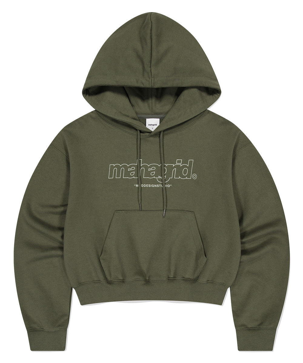 MAHAGRID THIRD LOGO CROP HOODIE [OLIVE]