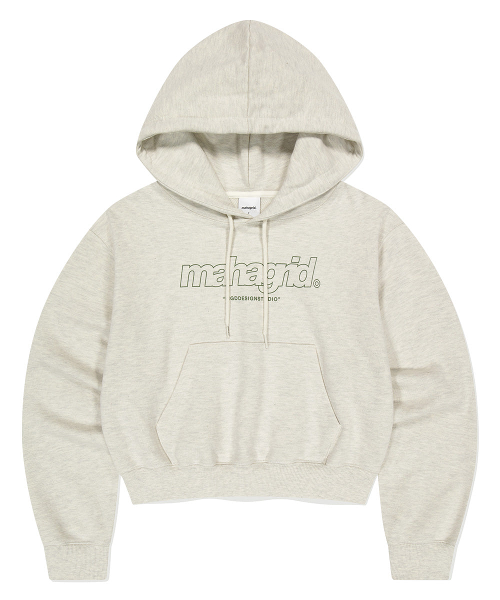 MAHAGRID THIRD LOGO CROP HOODIE [OATMEAL]