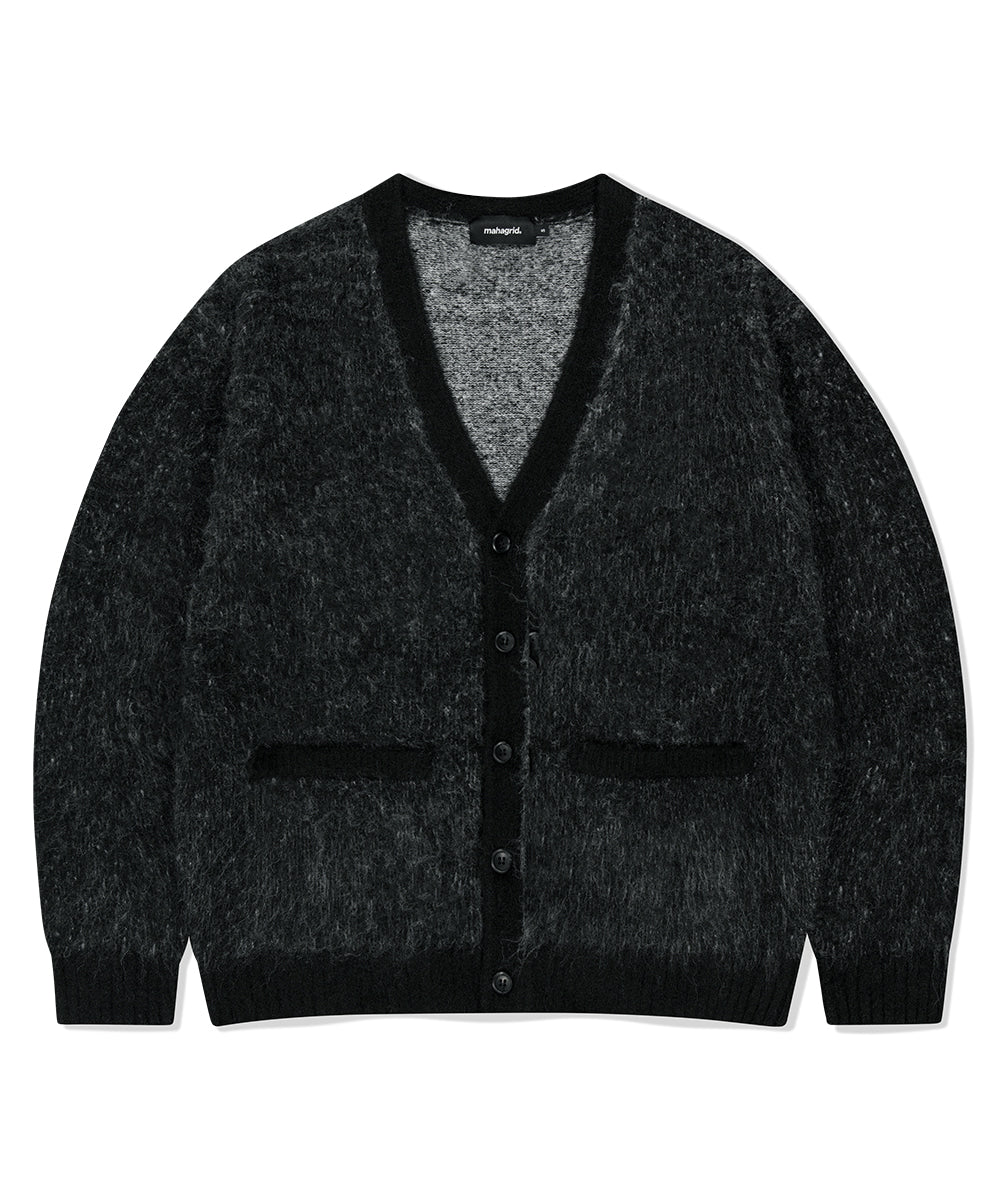 MAHAGRID MIX HAIRY KNIT CARDIGAN [BLACK]