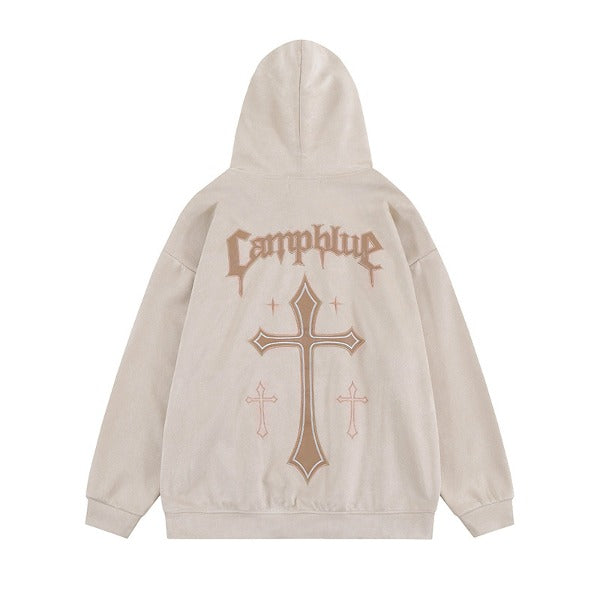 Gababa Unisex Cross Embroidered Hoodie G77386 (Plus Size S~XL)