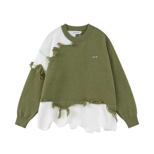 Gababa [Same Day/Best Seller] Women's Distressed Hip-hop Style Overfit Long-Sleeve Sweater G77688