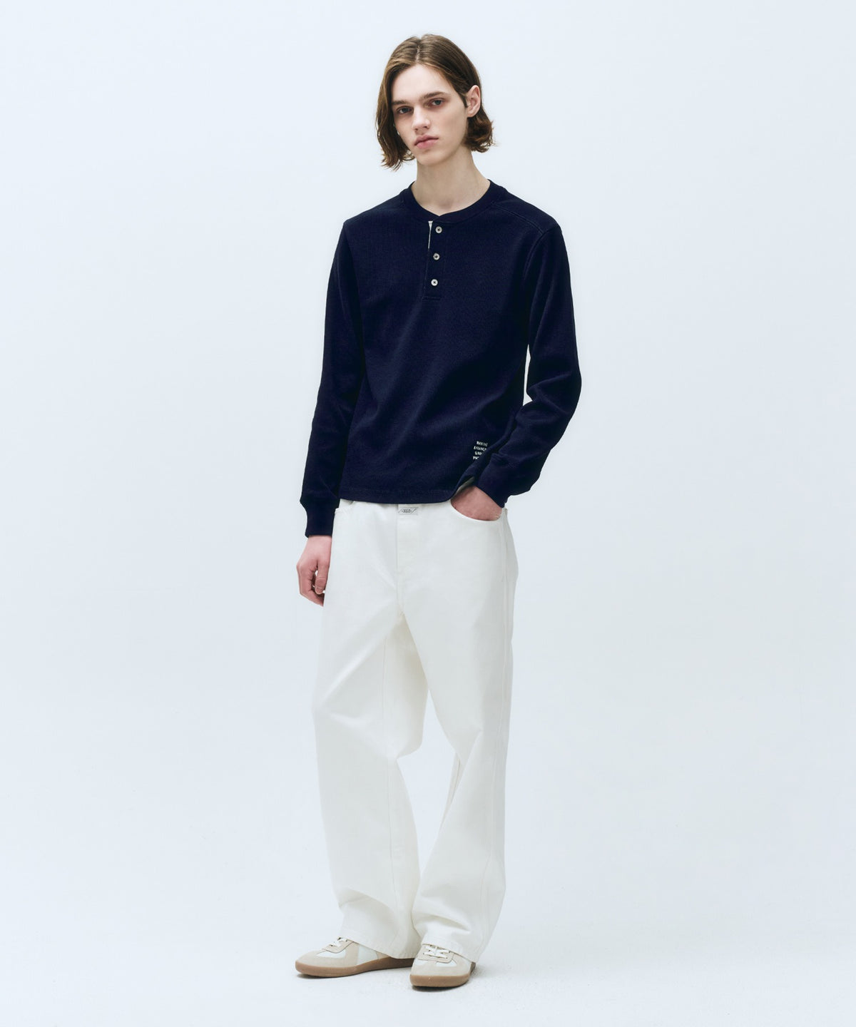 MARITHE M HIGH STRAIGHT DENIM PANTS white