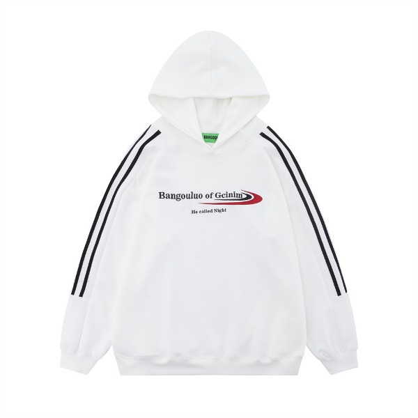 Gababa Unisex Red and Black Point Check Lettering Oversized Hoodie G78009