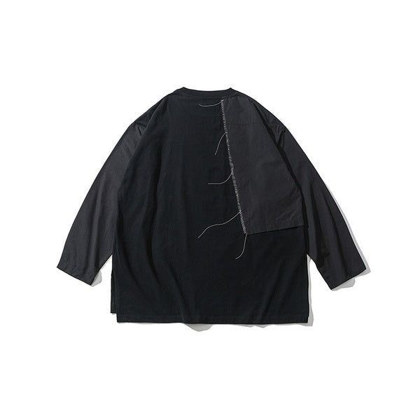 Gababa Unisex Oversized Long-Sleeve T-shirt with Patch Design G77639 (Plus Size M~XL)