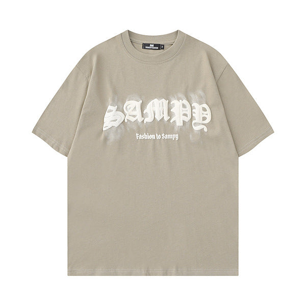 Gababa Unisex SAMPY Lettering Overfit Short-Sleeve T-shirt G76880 (Plus Size S~XL)